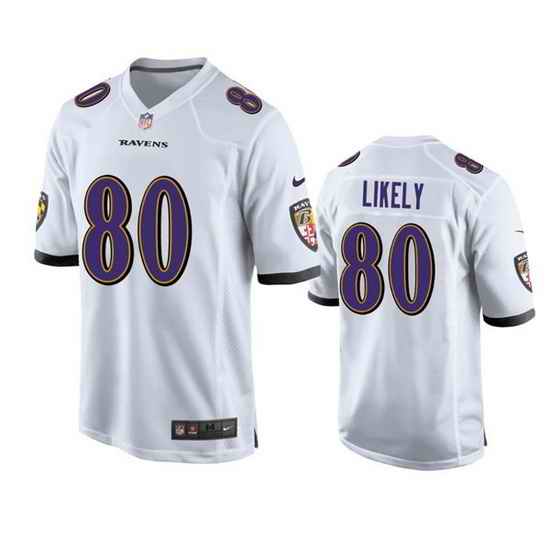 Men Baltimore Ravens #80 Isaiah Likely White Game Jersey->baltimore ravens->NFL Jersey