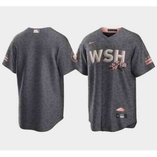 Men Washington Nationals Blank 2022 Grey City Connect Cherry Blossom Cool Base Stitched jersey->washington nationals->MLB Jersey