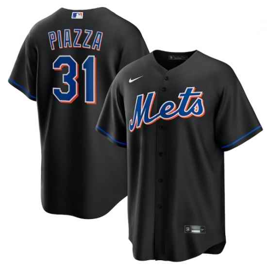 Men New York Mets #31 Mike Piazza 2022 Black Cool Base Stitched Baseball Jersey->new york mets->MLB Jersey