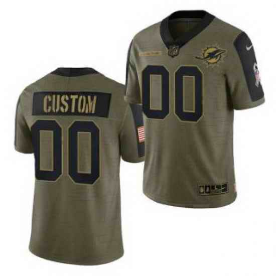 Men Women Youth Toddler Miami Dolphins Custom 2021 Olive Salute To Service Limited Jersey->customized nfl jersey->Custom Jersey