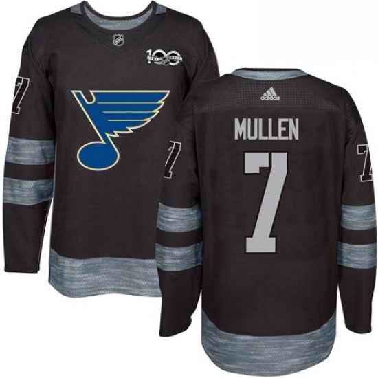 Mens Adidas St Louis Blues #7 Joe Mullen Authentic Black 1917 2017 100th Anniversary NHL Jersey->st.louis blues->NHL Jersey