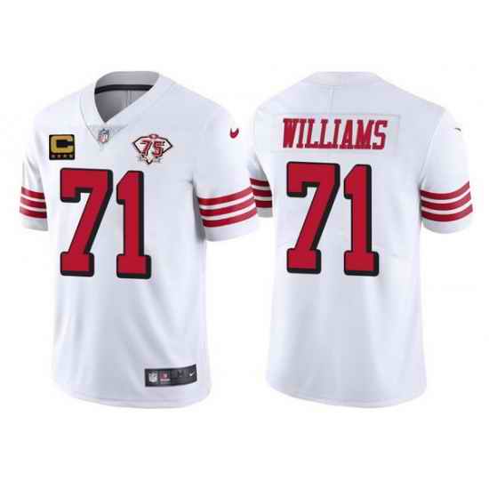 Men's San Francisco 49ers #71 Trent Williams White 75th Anniversary With C Patch Vapor Untouchable Limited Stitched Football Jersey->atlanta falcons->NFL Jersey