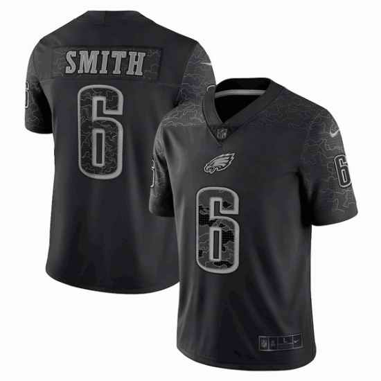 Men Philadelphia Eagles #6 DeVonta Smith Black Reflective Limited Stitched Jersey->denver broncos->NFL Jersey