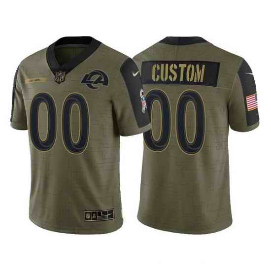 Men Women Youth Toddler  Los Angeles Rams ACTIVE PLAYER Custom 2021 Olive Salute To Service Limited Stitched Jersey->customized nfl jersey->Custom Jersey