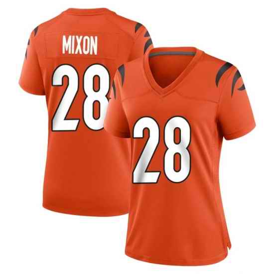 Women Cincinnati Bengals #28 Joe Mixon Orange Vapor Untouchable Limited Jersey->women nfl jersey->Women Jersey
