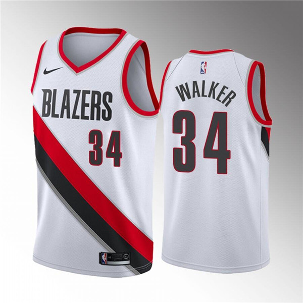 Men's Portland Trail Blazers #34 Jabari Walker White Association Edition Stitched Basketball Jersey->portland trail blazers->NBA Jersey