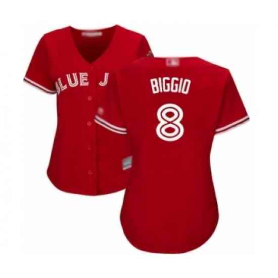 Women's Toronto Blue Jays #8 Cavan Biggio Authentic Scarlet Alternate Baseball Player Jersey->women mlb jersey->Women Jersey