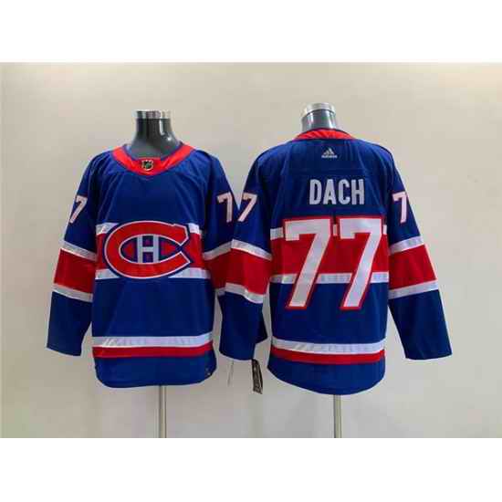 Men Montreal Canadiens #77 Kirby Dach Blue Stitched Jersey->montreal canadiens->NHL Jersey