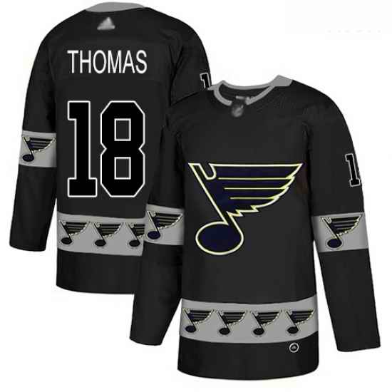 Blues #18 Robert Thomas Black Authentic Team Logo Fashion Stitched Hockey Jersey->st.louis blues->NHL Jersey