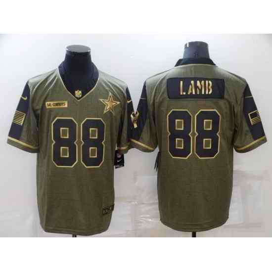 Men's Dallas Cowboys #88 CeeDee Lamb Gold 2021 Salute To Service Limited Player Jersey->dallas cowboys->NFL Jersey