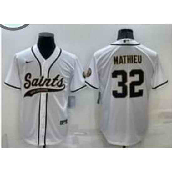 Men New Orleans Saints #32 Tyrann Mathieu White Stitched MLB Cool Base Nike Baseball Jersey->new orleans saints->NFL Jersey