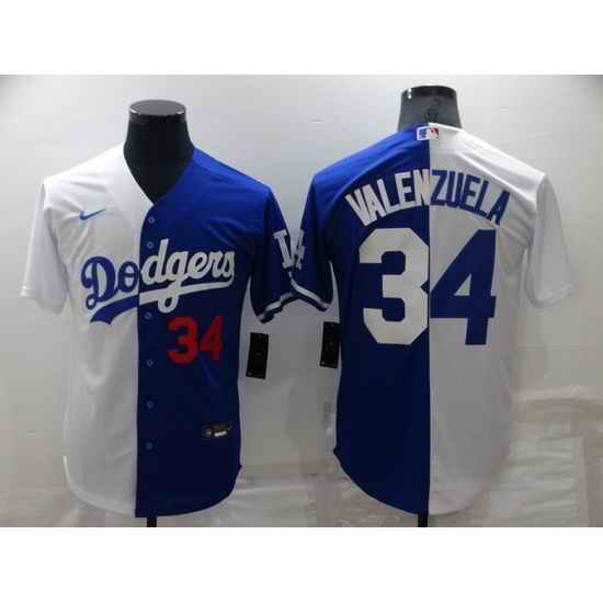 Men Los Angeles Dodgers #34 Toro Valenzuela White Blue Split Cool Base Stitched Baseball Jerseys->los angeles dodgers->MLB Jersey