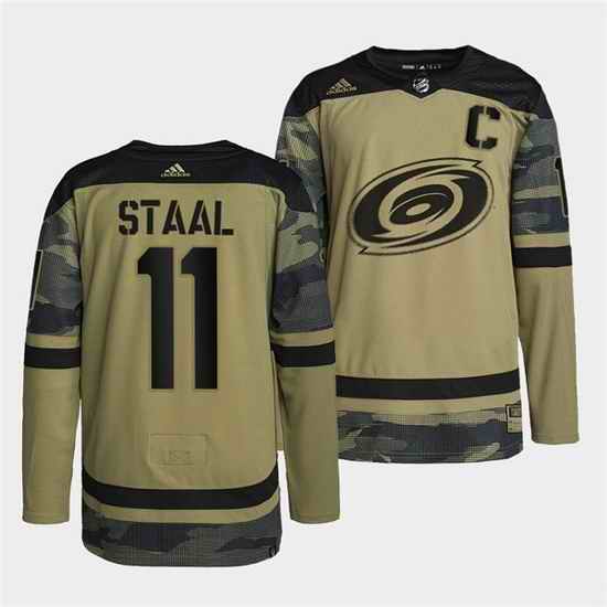 Men Carolina Hurricanes #11 Jordan Staal 2022 Camo Military Appreciation Night Stitched jersey->carolina hurricanes->NHL Jersey