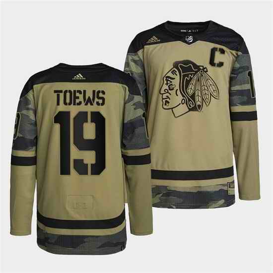 Men Chicago Blackhawks #19 Jonathan Toews 2022 Camo Military Appreciation Night White Stitched jersey->chicago blackhawks->NHL Jersey