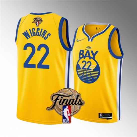 Men's Golden State Warriors #22 Andrew Wiggins 2022 Yellow NBA Finals Stitched Jersey->golden state warriors->NBA Jersey