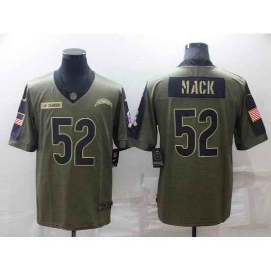 Men Los Angeles Chargers #52 Khalil Mack Olive Salute To Service Limited Stitched jersey->los angeles chargers->NFL Jersey