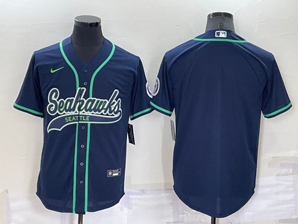Men's Seattle Seahawks Blank Navy Cool Base Stitched Baseball Jersey->seattle seahawks->NFL Jersey