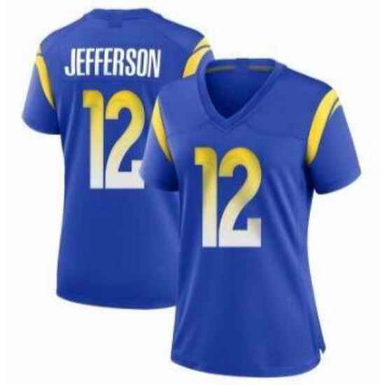 Women Nike Rams #12 Van Jefferson Blue Vapor Untouchable Limited Jersey->women nfl jersey->Women Jersey