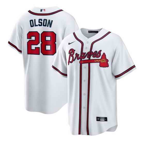 Men Atlanta Braves #28 Matt Olson White Cool Base Stitched Baseball jersey->atlanta braves->MLB Jersey
