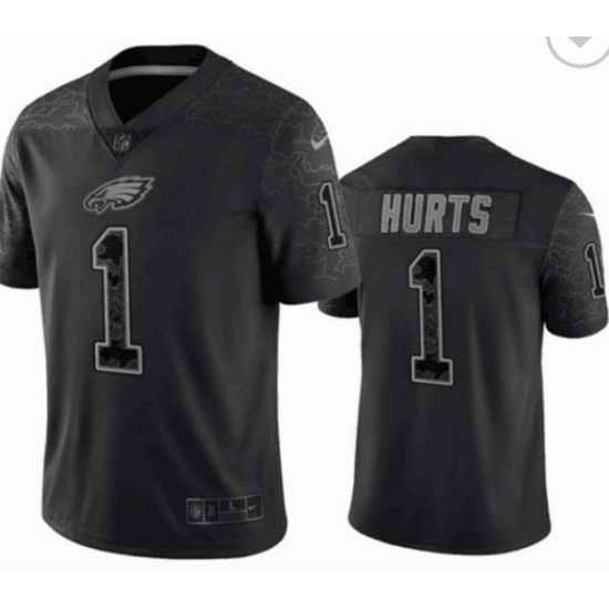 Men Philadelphia Eagles #1 Jalen Hurts Black Reflective Limited Stitched Jersey->las vegas raiders->NFL Jersey