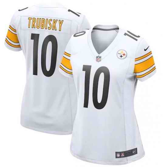 Womens Nike Pittsburgh Steelers Mitchell Trubisky #10 white Stitched Vapor Limited Jersey->women nfl jersey->Women Jersey