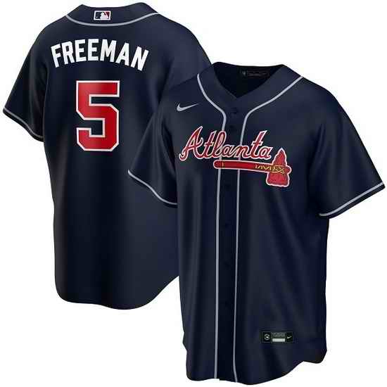 Youth Atlanta Braves #5 Freddie Freeman Navy Cool Base Stitched Jersey->women mlb jersey->Women Jersey