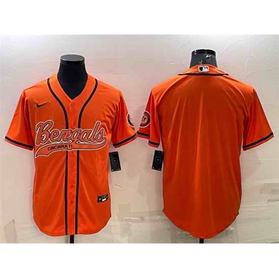Men Cincinnati Bengals Blank Orange With Patch Cool Base Stitched Baseball Jersey->cincinnati bengals->NFL Jersey