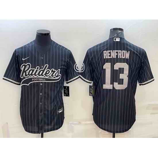 Men Las Vegas Raiders #13 Hunter Renfrow Black With Patch Cool Base Stitched Baseball Jersey->las vegas raiders->NFL Jersey