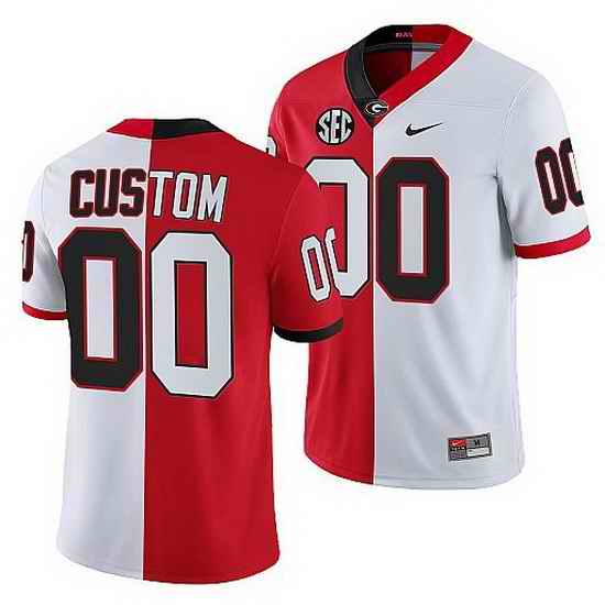 Georgia Bulldogs Custom Red White Split Edition Men Jersey->->Custom Jersey
