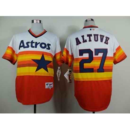 Houston Astros #27 Jose Altuve White Orange 1980 Turn Back The Clock Stitched MLB Jersey->toronto blue jays->MLB Jersey