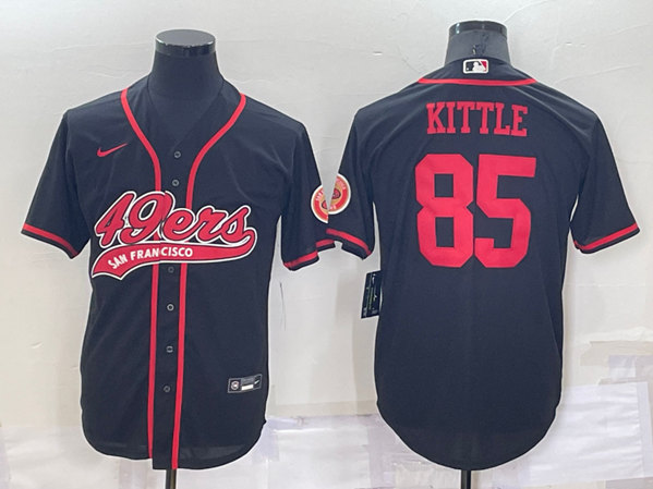 Men's San Francisco 49ers #85 George Kittle Black Cool Base Stitched Baseball Jersey->seattle seahawks->NFL Jersey