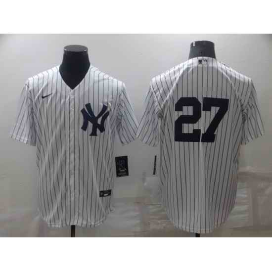 Men's New York Yankees #27 Giancarlo Stanton White No Name Stitched MLB Nike Cool Base Jersey->boston red sox->MLB Jersey