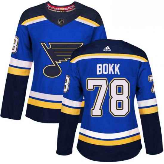 Womens Adidas St Louis Blues #78 Dominik Bokk Authentic Royal Blue Home NHL Jersey->women nhl jersey->Women Jersey
