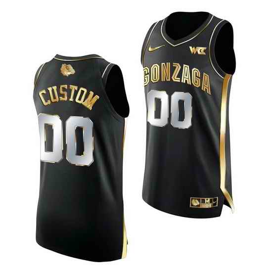 Gonzaga Bulldogs Custom 2021 March Madness Golden Authentic Black Jersey->->Custom Jersey