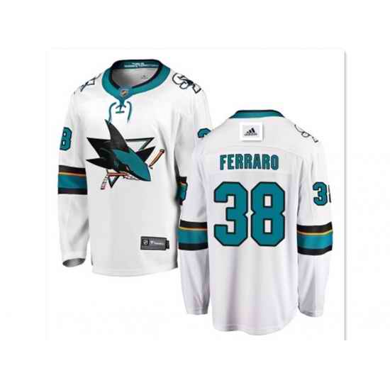 men San Jose Sharks #38 mario ferraro branded away breakaway white jersey->san jose sharks->NHL Jersey