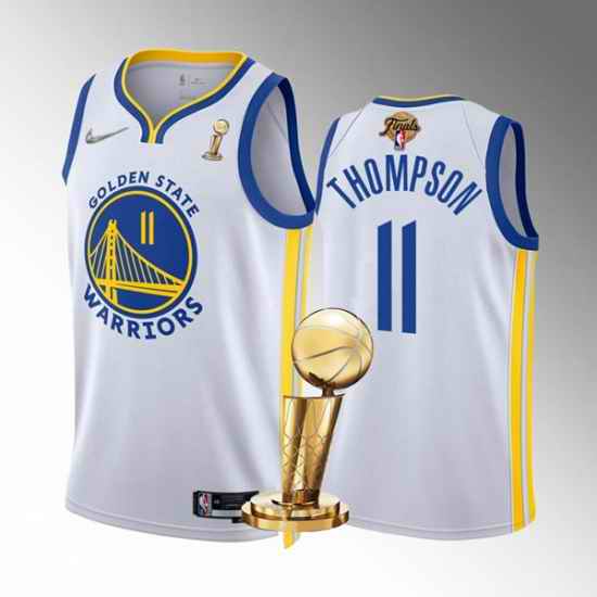 Men's Golden State Warriors #11 Klay Thompson 2022 White NBA Finals Champions Stitched Jersey->golden state warriors->NBA Jersey