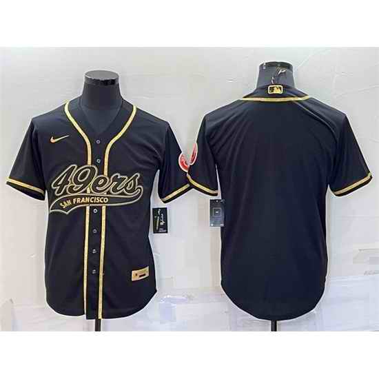 Men San Francisco 49ers Blank Black Gold With Patch Cool Base Stitched Baseball Jersey->san francisco 49ers->NFL Jersey