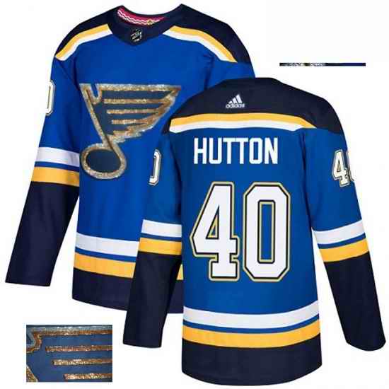 Mens Adidas St Louis Blues #40 Carter Hutton Authentic Royal Blue Fashion Gold NHL Jersey->st.louis blues->NHL Jersey