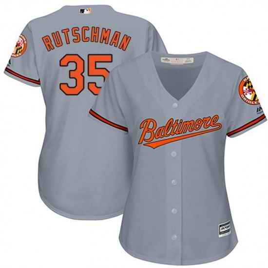 Women Baltimore Oriole #35 Adley Rutschman Gray Flex Base Stitched Baseball jersey->women mlb jersey->Women Jersey