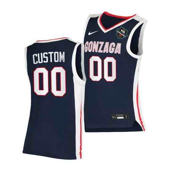 Gonzaga Bulldogs Custom 2021 Wcc Mens Basketball Conference Tournament Champions Elite Navy Jersey->->Custom Jersey