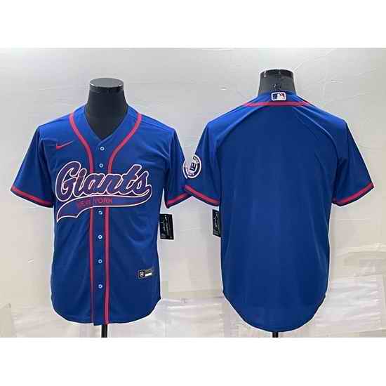 Men New York Giants Blank Blue Cool Base Stitched Baseball Jersey->new york giants->NFL Jersey
