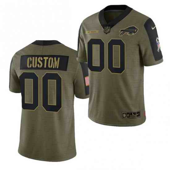 Men Women Youth Toddler  Buffalo Bills ACTIVE PLAYER Custom 2021 Olive Salute To Service Limited->customized nfl jersey->Custom Jersey
