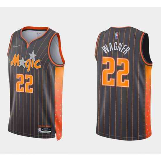 Men Orlando Magic #22 Franz Wagner 2021 #22 City Edition Black 75th Anniversary Stitched Swingman Jersey->orlando magic->NBA Jersey