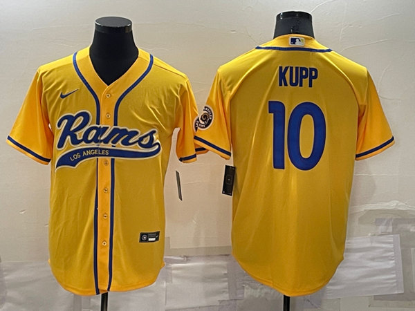 Men's Los Angeles Rams #10 Cooper Kupp Yellow Cool Base Stitched Baseball Jersey->los angeles rams->NFL Jersey