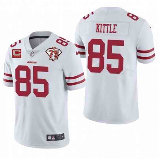Men's San Francisco 49ers #85 George Kittle 2021 White With C Patch 75th Anniversary Vapor Untouchable Limited Stitched Jersey->san francisco 49ers->NFL Jersey