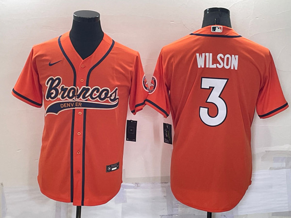Men's Denver Broncos #3 Russell Wilson Orange Cool Base Stitched Baseball Jersey->denver broncos->NFL Jersey