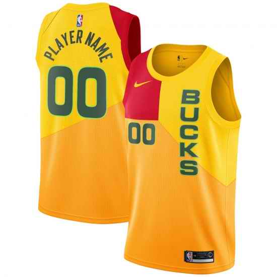 Men Women Youth Toddler Milwaukee Bucks Yellow Custom Nike NBA Stitched Jersey->customized nba jersey->Custom Jersey