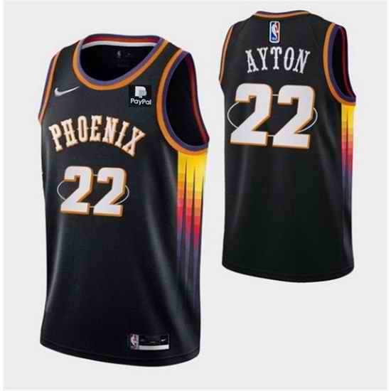 Men's Phoenix Suns #22 Deandre Ayton Black Stitched Jersey->sacramento kings->NBA Jersey