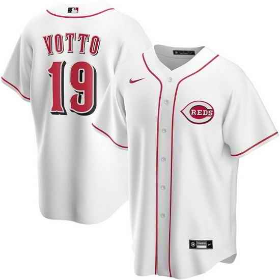 Men Cincinnati Reds #19 Joey Votto White Stitched Baseball jersey->cincinnati reds->MLB Jersey