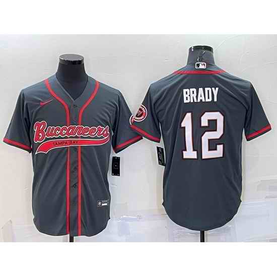 Men Tampa Bay Buccaneers #12 Tom Brady Grey Cool Base Stitched Baseball Jersey->tampa bay buccaneers->NFL Jersey